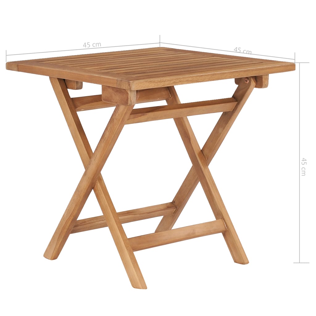 vidaXL Folding Garden Table 45x45x45 cm Solid Teak Wood - Brown