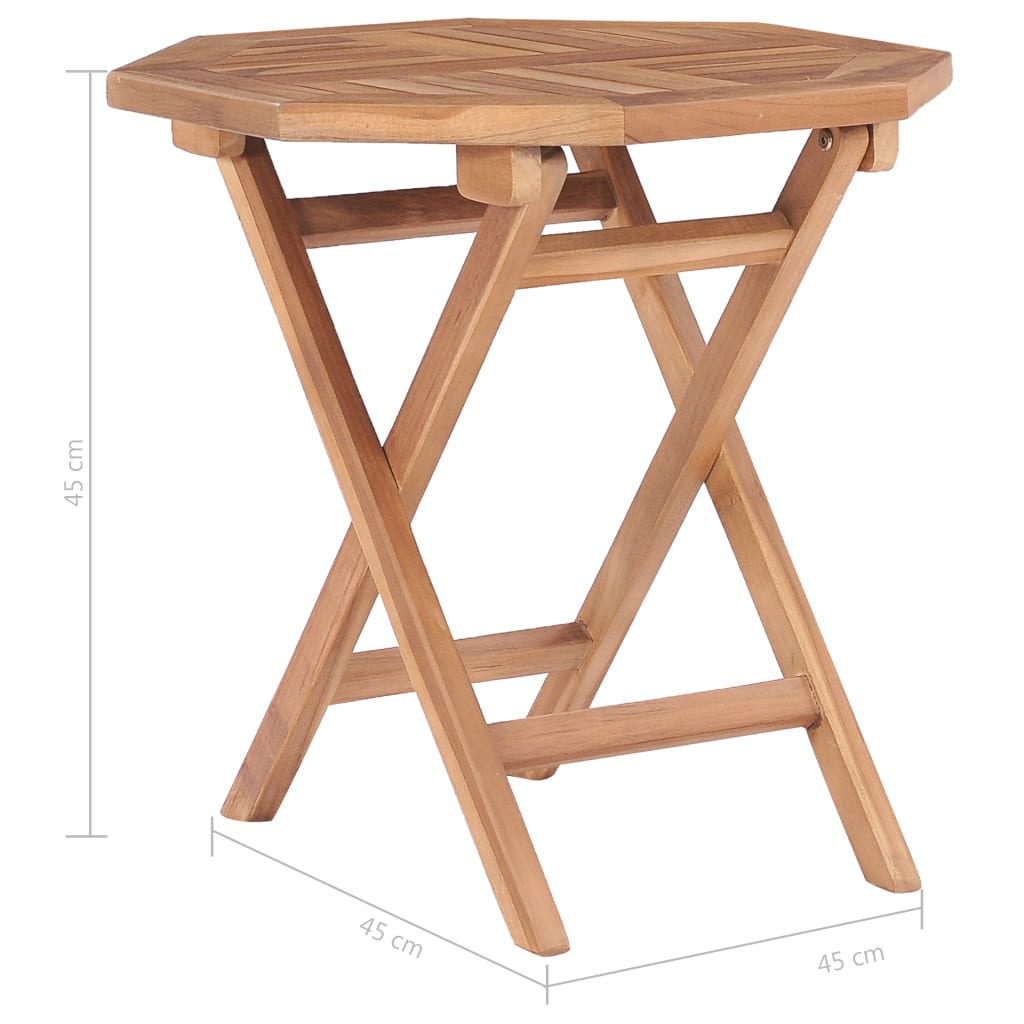 vidaXL Folding Garden Table 45x45x45 cm Solid Teak Wood - Brown - 27832
