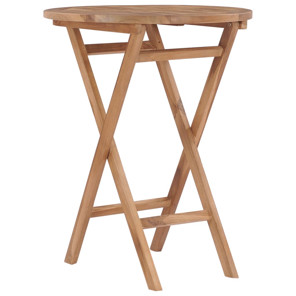 vidaXL Folding Garden Table 60 cm Solid Teak Wood - Brown