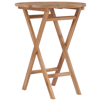 vidaXL Folding Garden Table 60 cm Solid Teak Wood - Brown