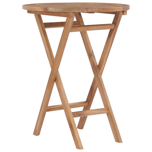 vidaXL Folding Garden Table 60 cm Solid Teak Wood - Brown