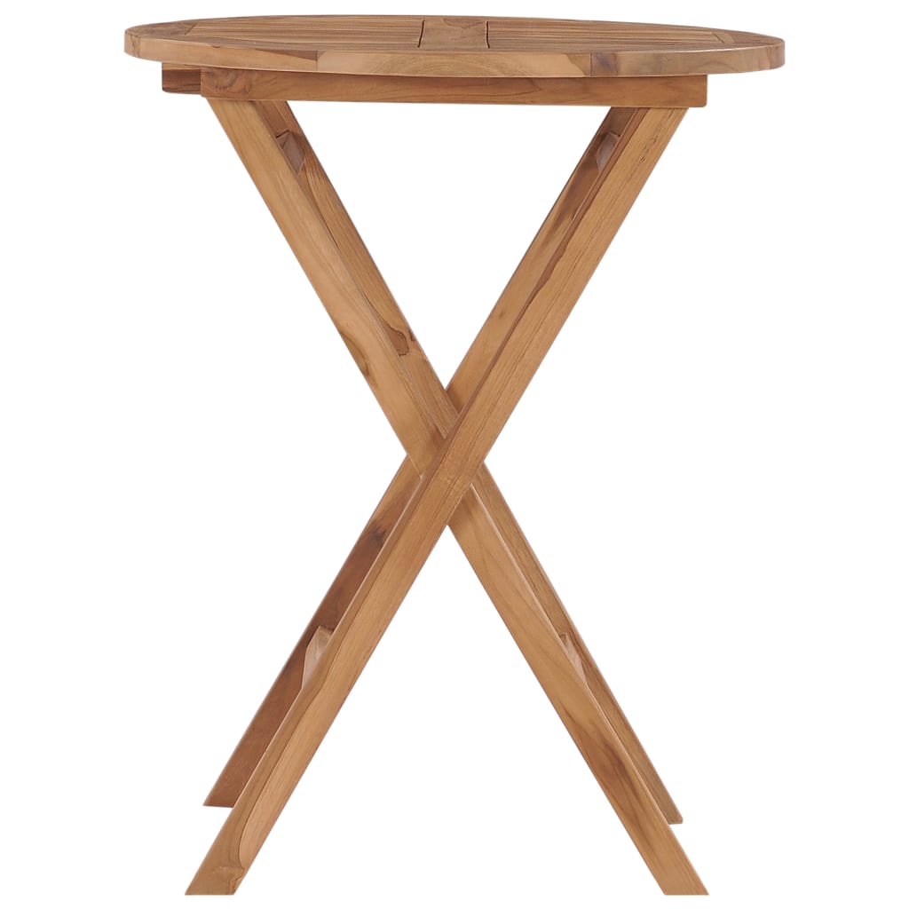 vidaXL Folding Garden Table 60 cm Solid Teak Wood - Brown