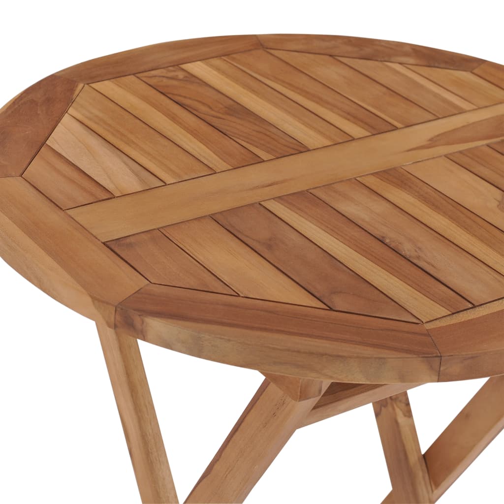 vidaXL Folding Garden Table 60 cm Solid Teak Wood - Brown