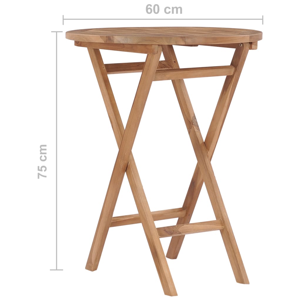 vidaXL Folding Garden Table 60 cm Solid Teak Wood - Brown