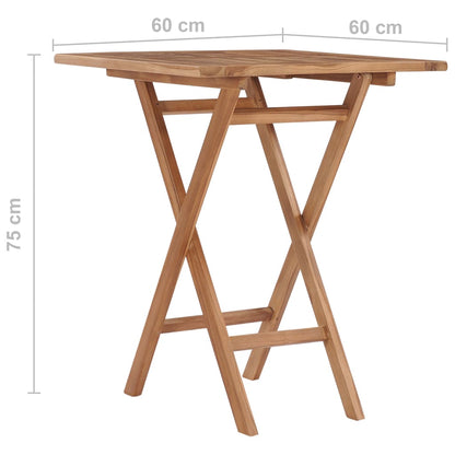 vidaXL Folding Garden Table 60x60x75 cm Solid Teak Wood - Brown