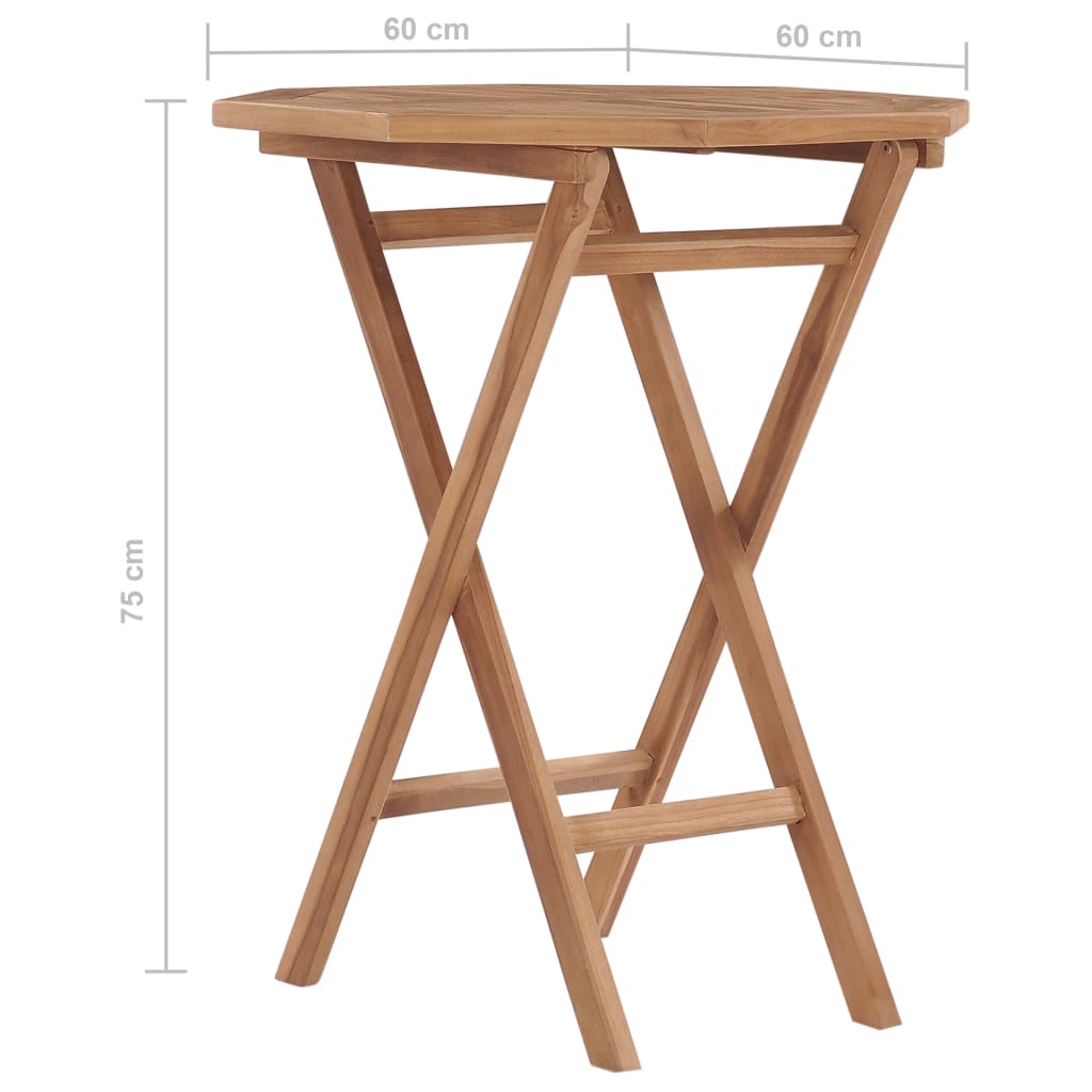 vidaXL Folding Garden Table 60x60x75 cm Solid Teak Wood - Brown - 27852