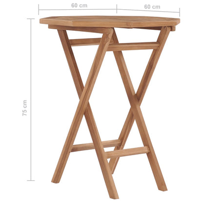 vidaXL Folding Garden Table 60x60x75 cm Solid Teak Wood - Brown - 27852