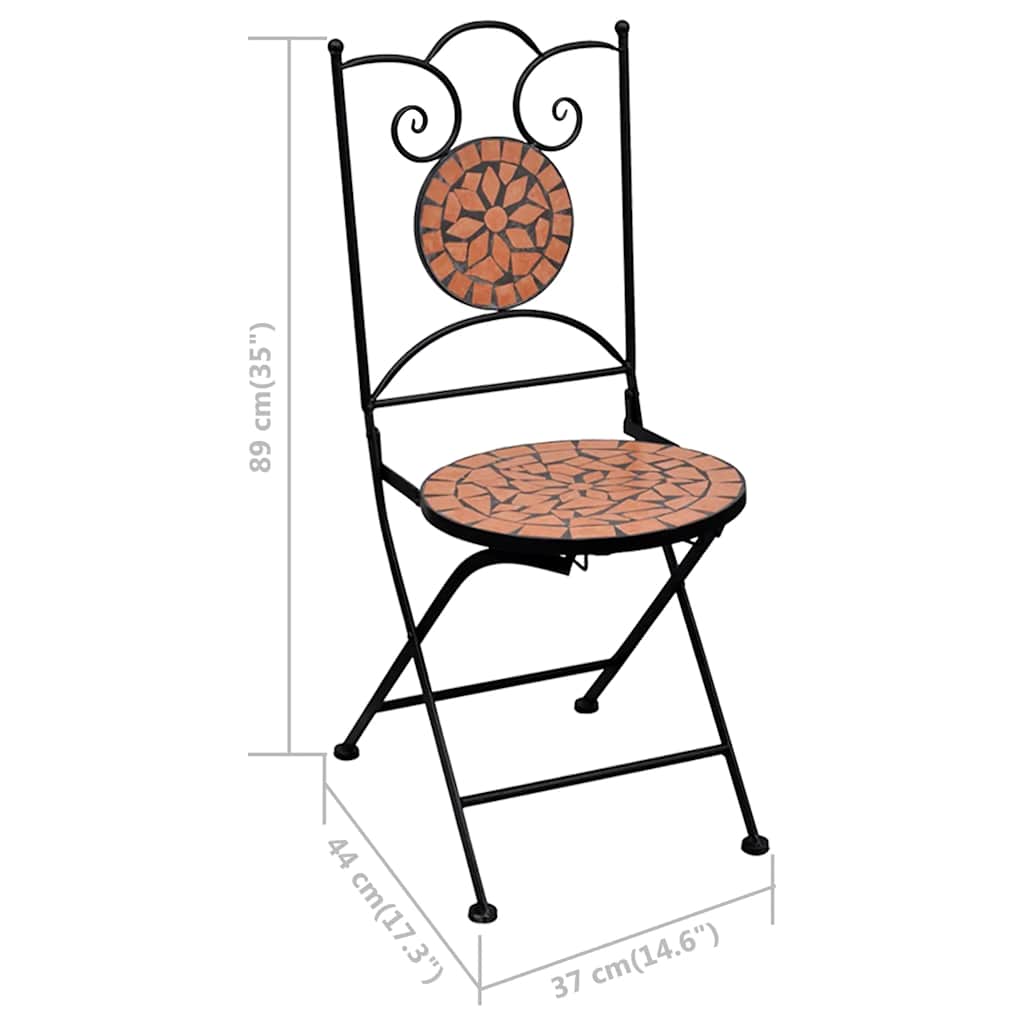 vidaXL Mosaic Bistro Set | Terracotta | Powder-coated iron | Medium | Durable