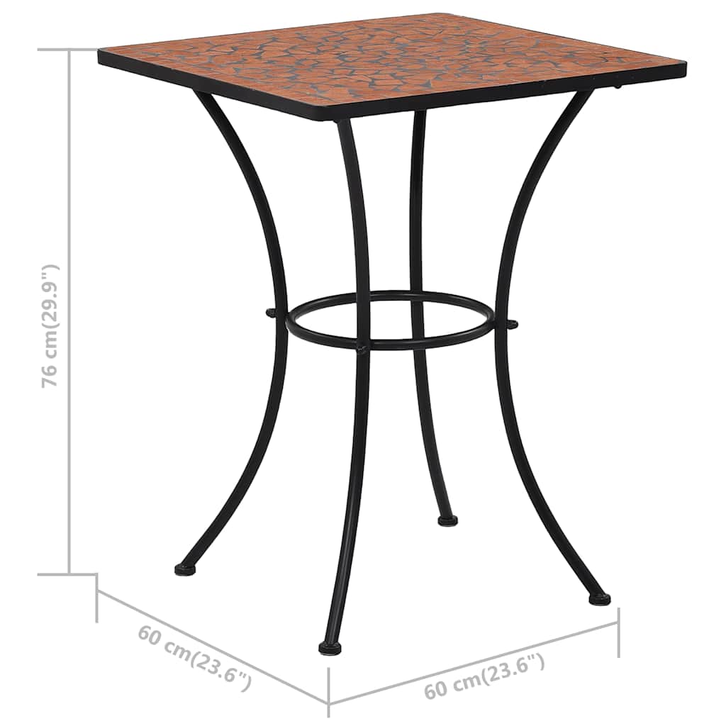 vidaXL Mosaic Bistro Set | Terracotta | Powder-coated iron | Medium | Durable