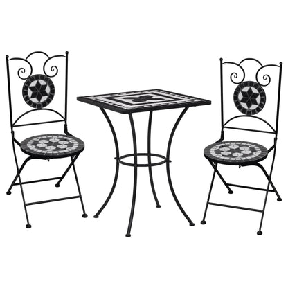 vidaXL Mosaic Bistro Set | Black and White