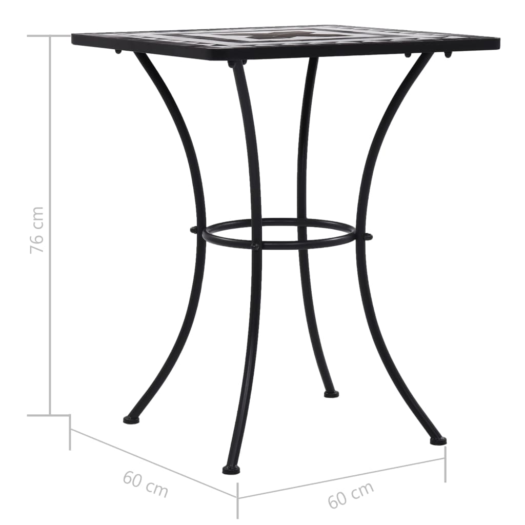 vidaXL Mosaic Bistro Set | Black and White