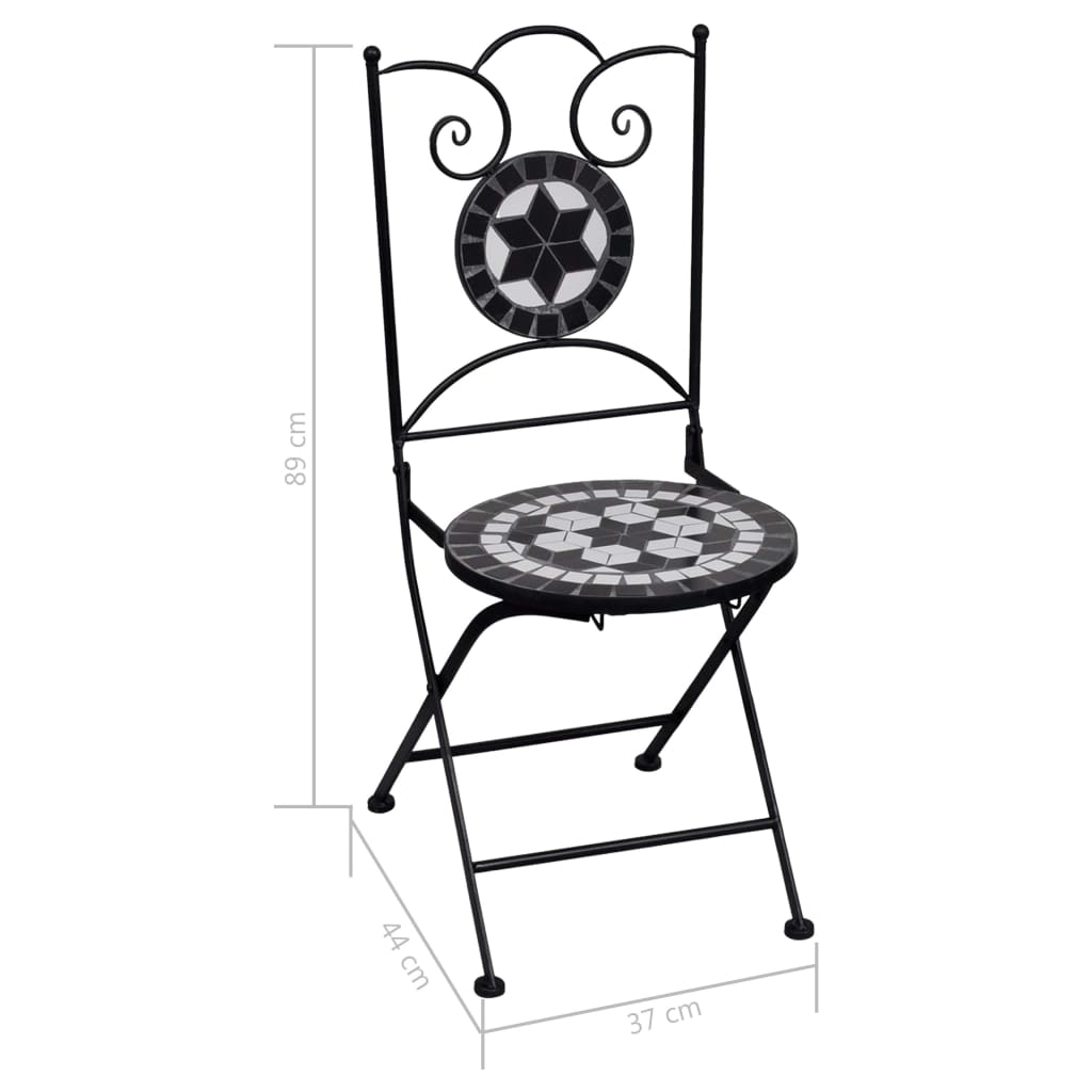 vidaXL Mosaic Bistro Set | Black and White