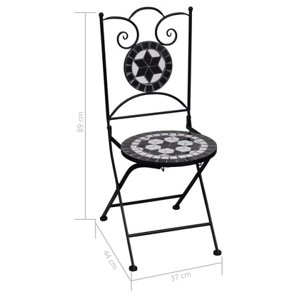 vidaXL Mosaic Bistro Set | Black and White