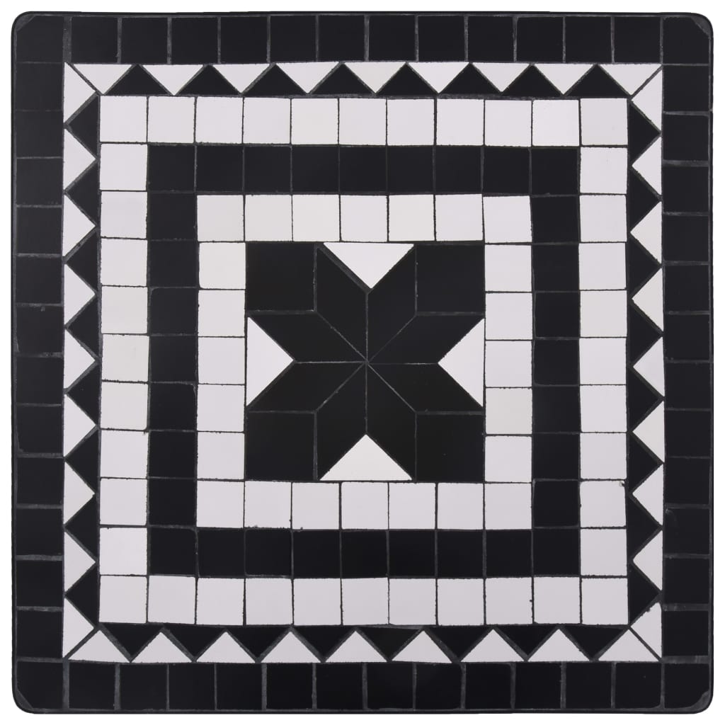 vidaXL Mosaic Bistro Set | Black and White
