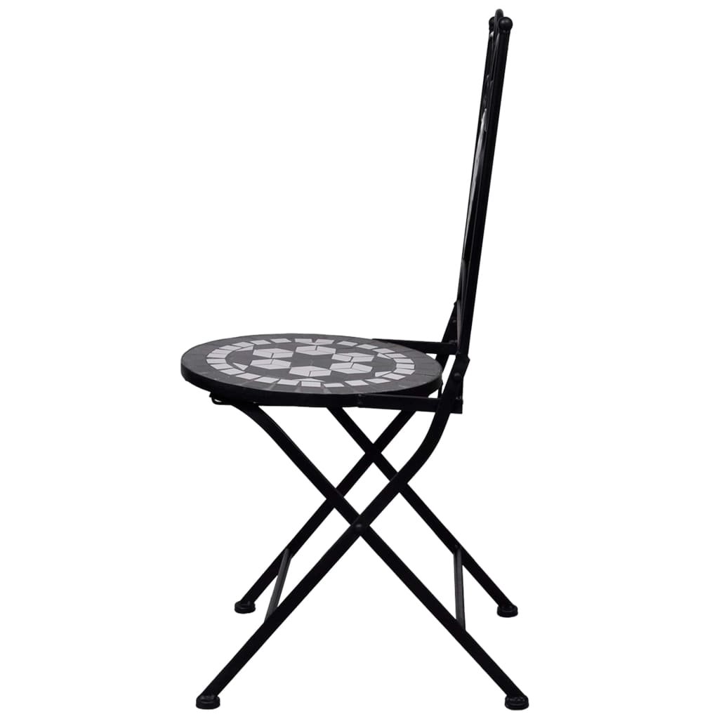 vidaXL Mosaic Bistro Set | Black and White