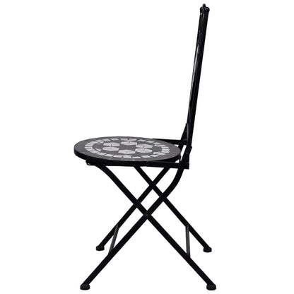 vidaXL Mosaic Bistro Set | Black and White