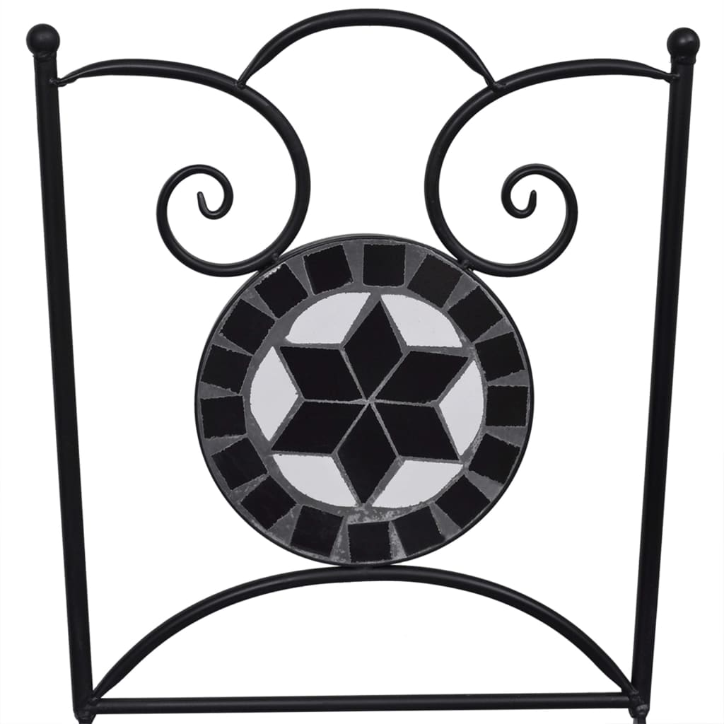vidaXL Mosaic Bistro Set | Black and White