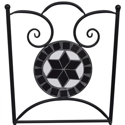 vidaXL Mosaic Bistro Set | Black and White