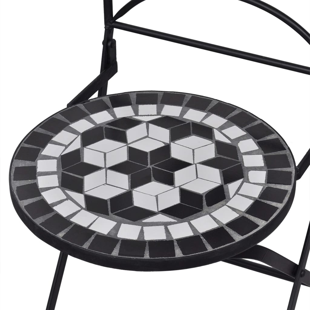 vidaXL Mosaic Bistro Set | Black and White