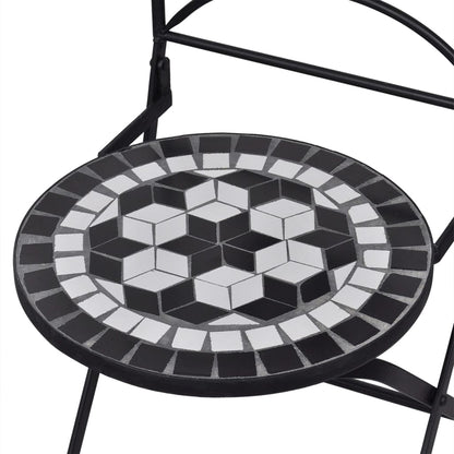 vidaXL Mosaic Bistro Set | Black and White