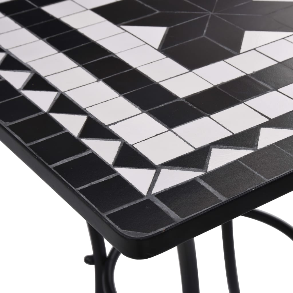 vidaXL Mosaic Bistro Set | Black and White