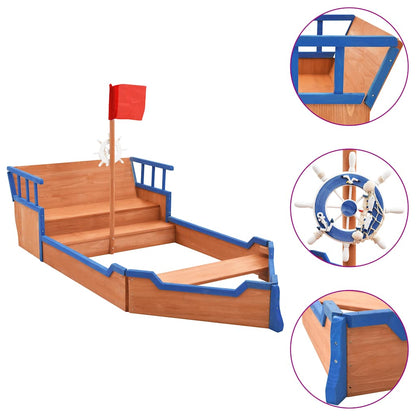 vidaXL Sandbox Pirate Ship Firwood 190x94.5x101 cm - Multicolour