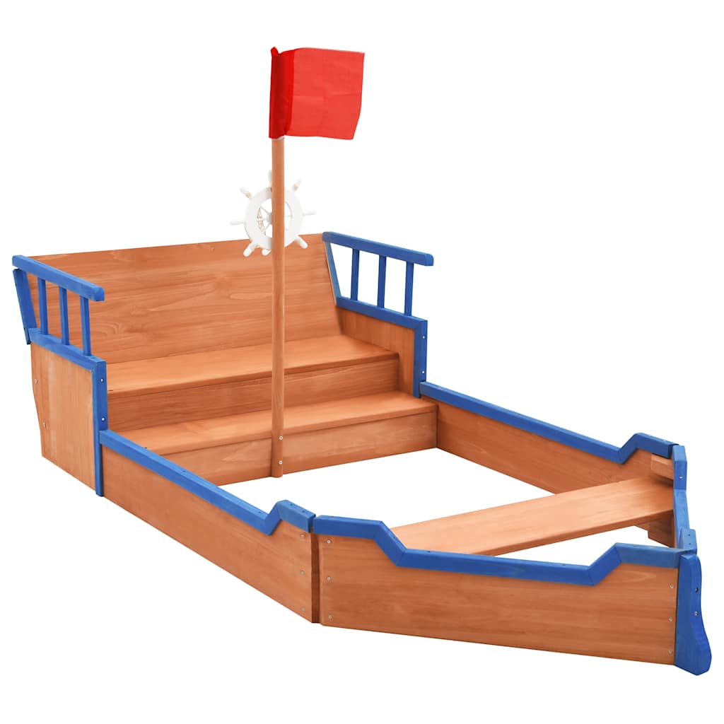 vidaXL Sandbox Pirate Ship Firwood 190x94.5x101 cm - Multicolour