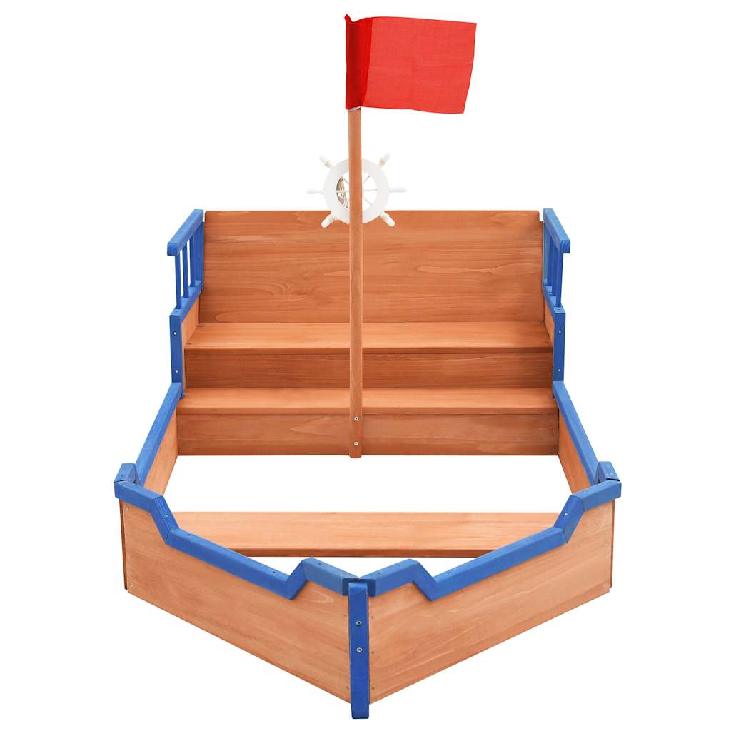 vidaXL Sandbox Pirate Ship Firwood 190x94.5x101 cm - Multicolour