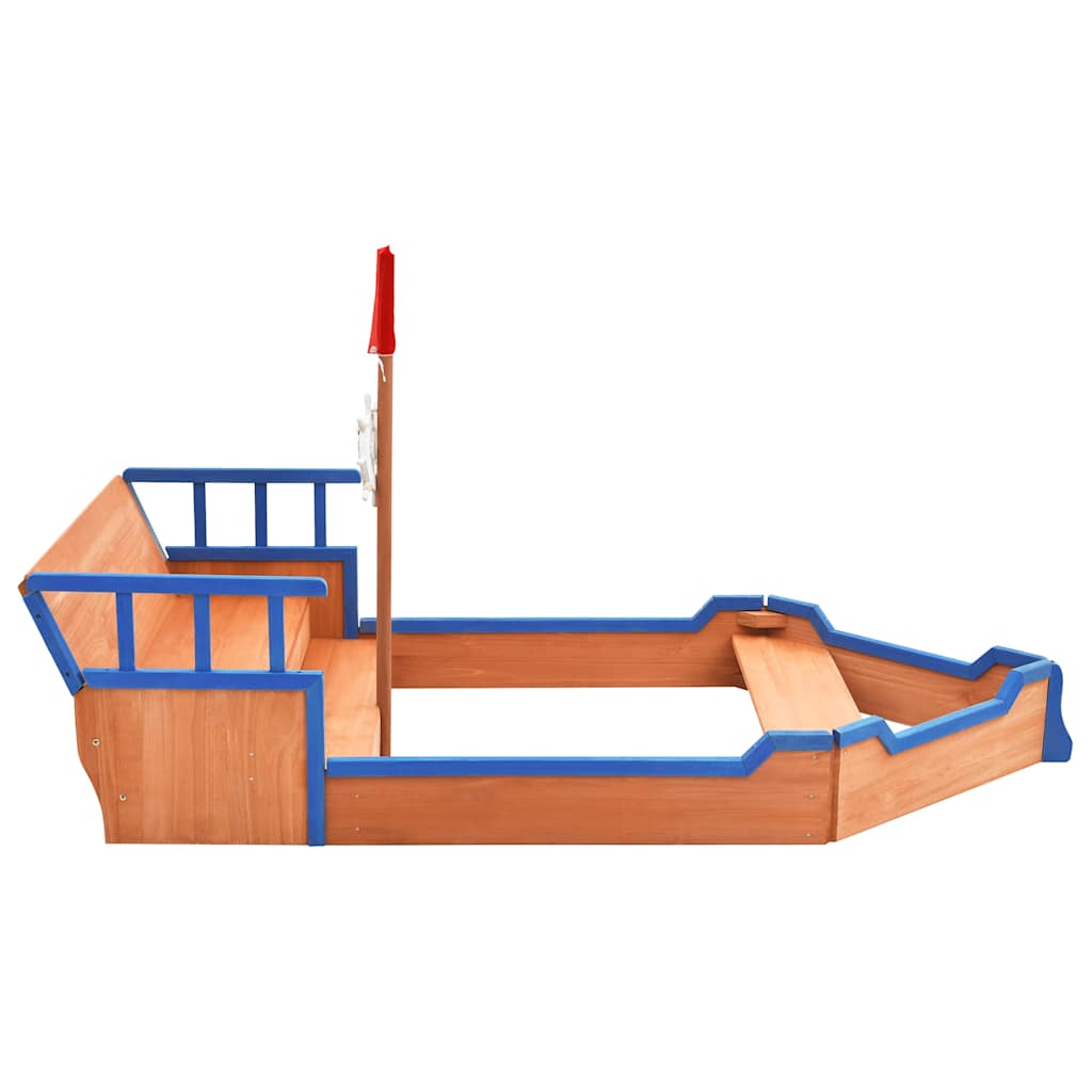 vidaXL Sandbox Pirate Ship Firwood 190x94.5x101 cm - Multicolour