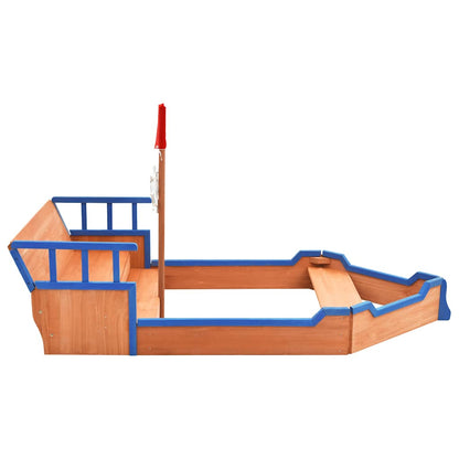 vidaXL Sandbox Pirate Ship Firwood 190x94.5x101 cm - Multicolour