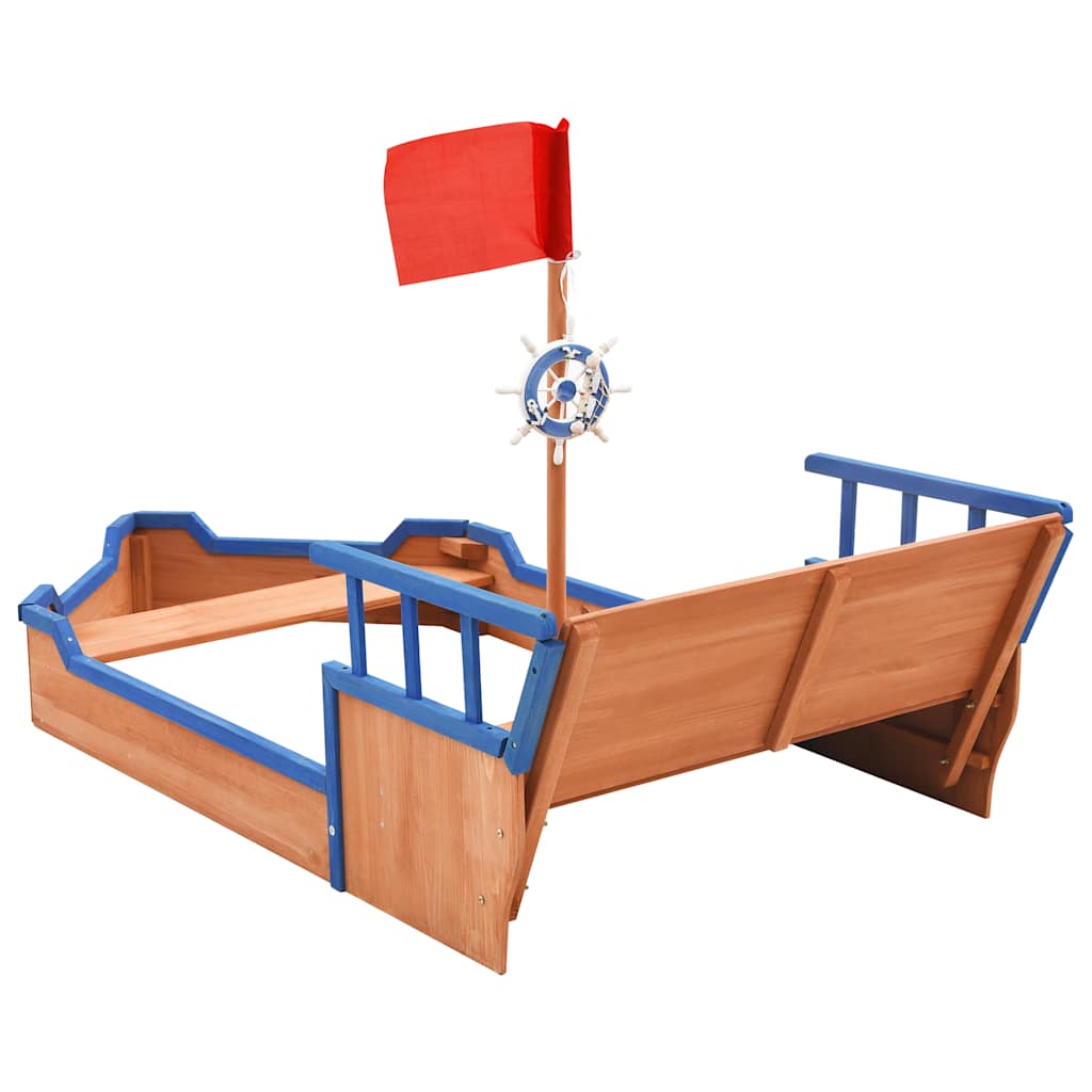 vidaXL Sandbox Pirate Ship Firwood 190x94.5x101 cm - Multicolour