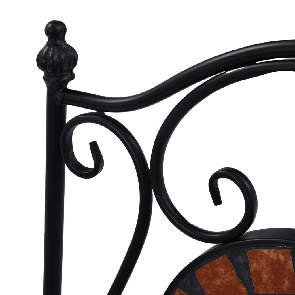 vidaXL Mosaic Bistro Set | Terracotta | Powder-coated iron, ceramic tile