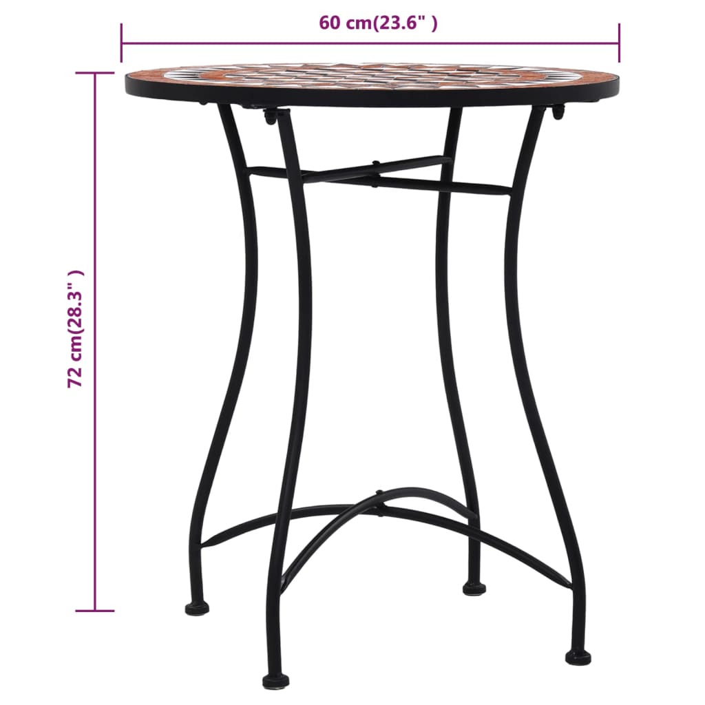 vidaXL Mosaic Bistro Set | Terracotta | Powder-coated iron, ceramic tile
