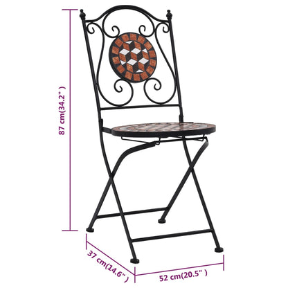 vidaXL Mosaic Bistro Set | Terracotta | Powder-coated iron, ceramic tile