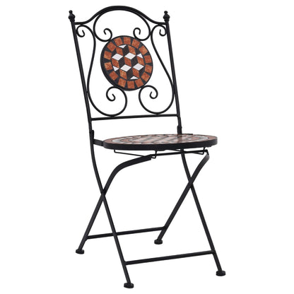 vidaXL Mosaic Bistro Set | Terracotta | Powder-coated iron, ceramic tile
