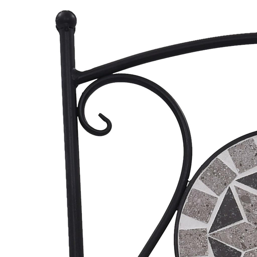 vidaXL Mosaic Bistro Set | Grey and Black | Powder-coated iron and ceramic