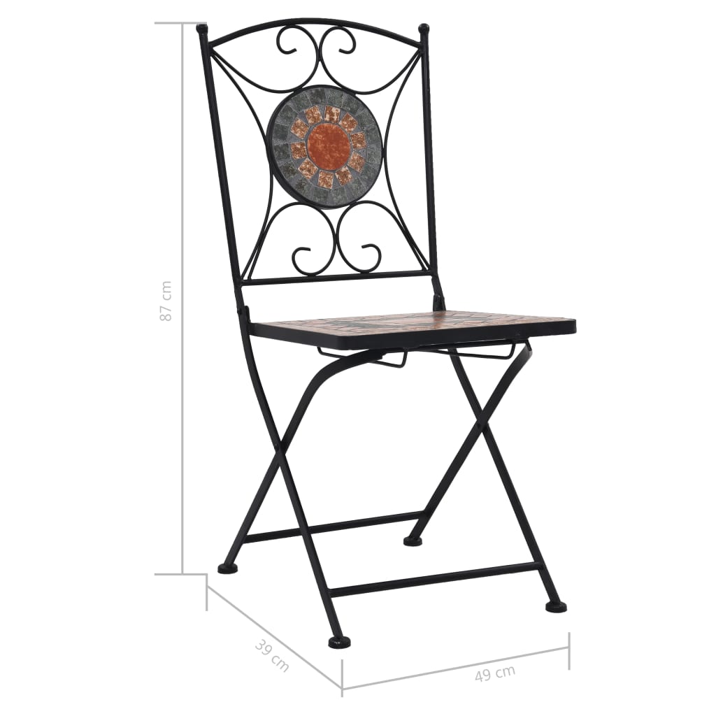 vidaXL Mosaic Bistro Set | Terracotta, Grey, Orange