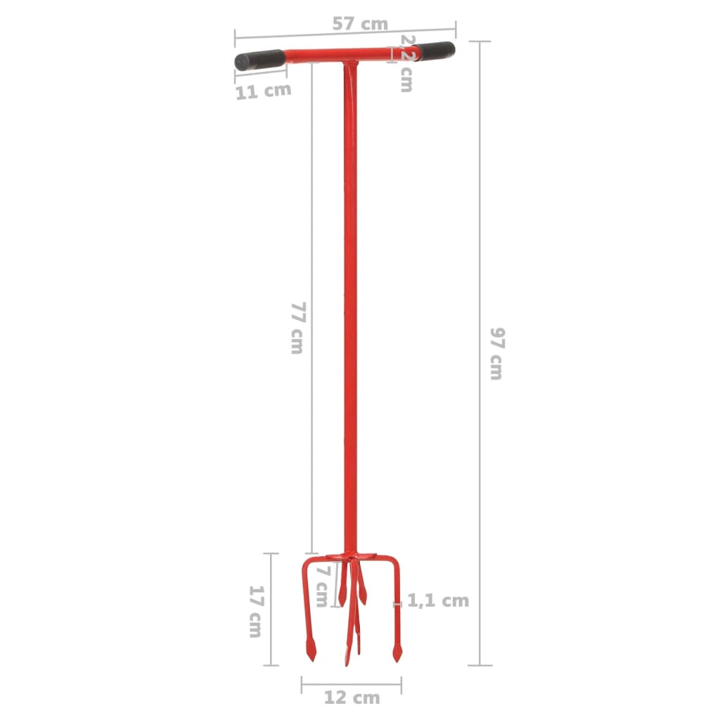 vidaXL Garden Claw Red Steel - Silver
