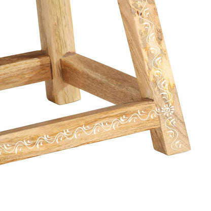 287445 vidaXL Hand-painted Stool 38x38x35 cm Solid Mango Wood - Brown