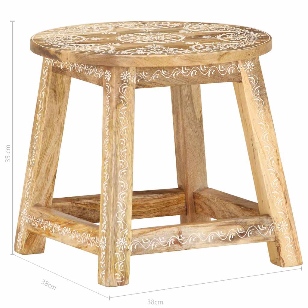 287445 vidaXL Hand-painted Stool 38x38x35 cm Solid Mango Wood - Brown