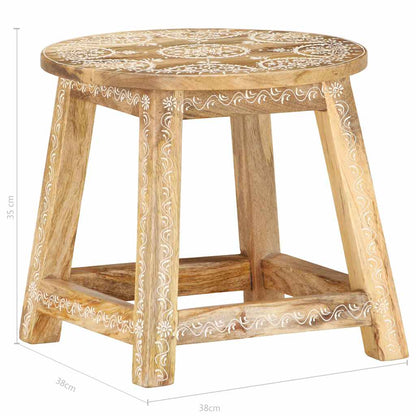 287445 vidaXL Hand-painted Stool 38x38x35 cm Solid Mango Wood - Brown