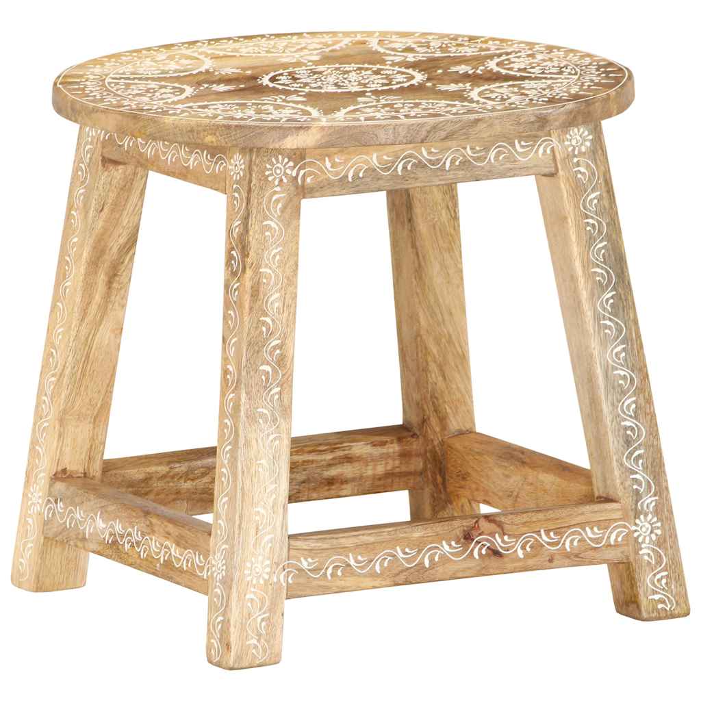 287445 vidaXL Hand-painted Stool 38x38x35 cm Solid Mango Wood - Brown