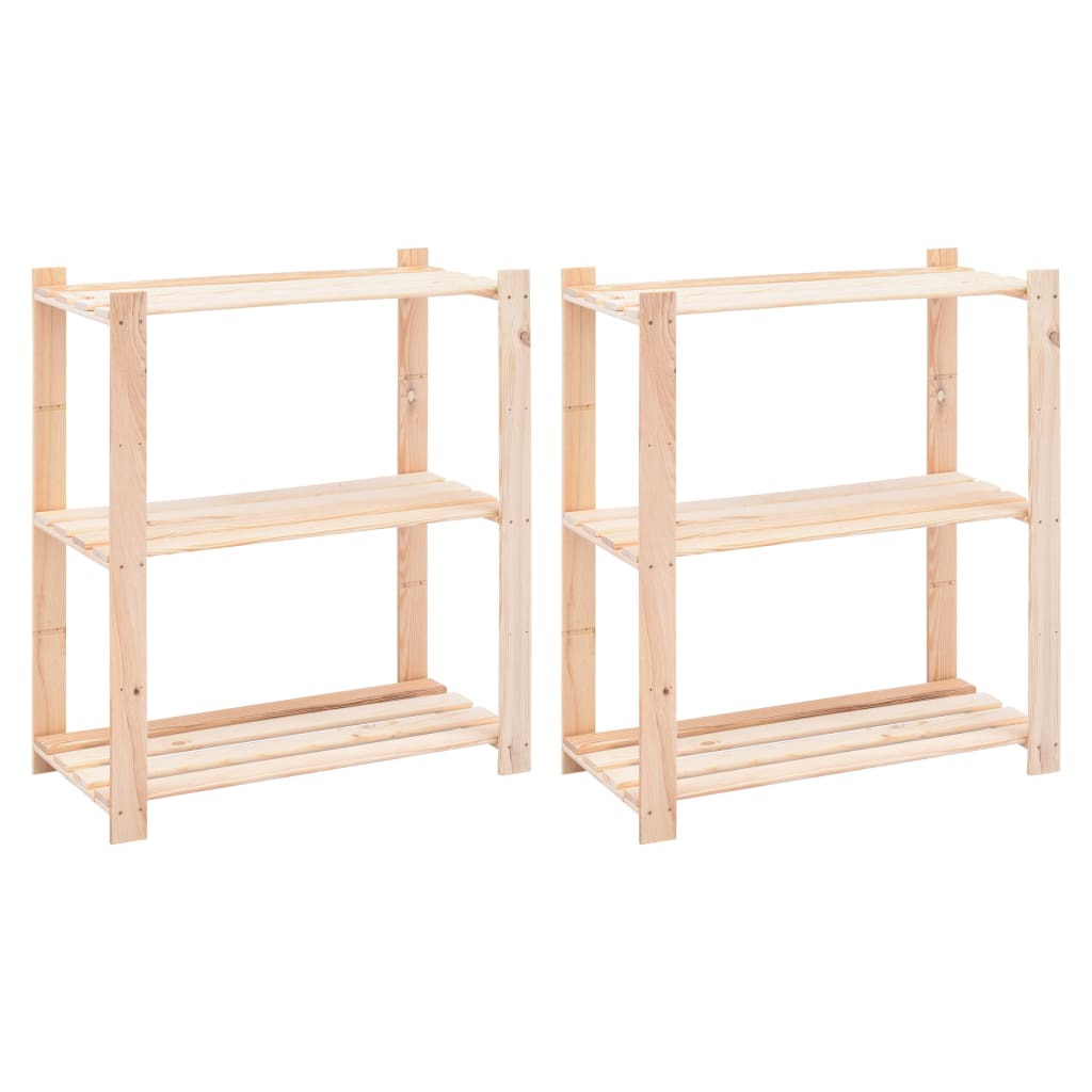 vidaXL 3-Tier Storage Racks 2 pcs 80x38x90 cm Solid Pinewood 150 kg - Brown