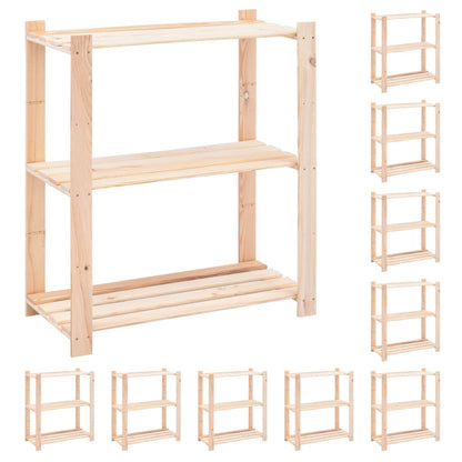 vidaXL 3-Tier Storage Racks 10 pcs 80x38x90 cm Solid Pinewood 150 kg - Brown