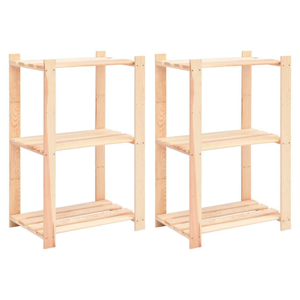 vidaXL 3-Tier Storage Racks 2 pcs 60x38x90 cm Solid Pinewood 150 kg - Brown
