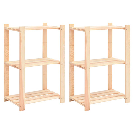vidaXL 3-Tier Storage Racks 2 pcs 60x38x90 cm Solid Pinewood 150 kg - Brown