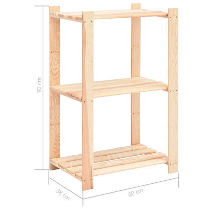 vidaXL 3-Tier Storage Racks 2 pcs 60x38x90 cm Solid Pinewood 150 kg - Brown