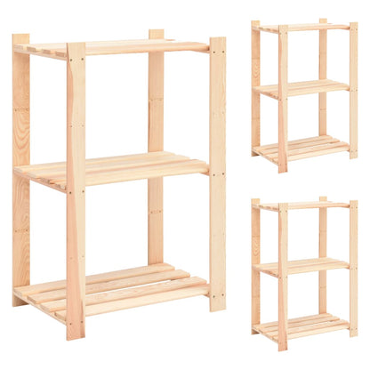 vidaXL 3-Tier Storage Racks 3 pcs 60x38x90 cm Solid Pinewood 150 kg - Brown