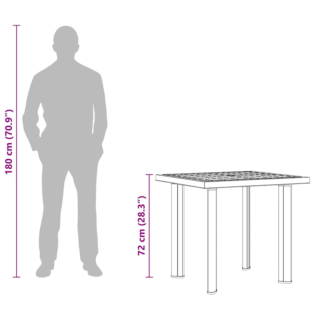 vidaXL Garden Table Anthracite 80x75x72 cm Plastic