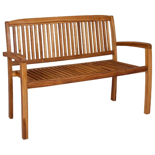 vidaXL 2-Seater Stacking Garden Bench 120 cm Solid Teak Wood - Brown